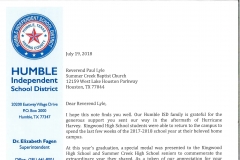 Humble ISD Letter